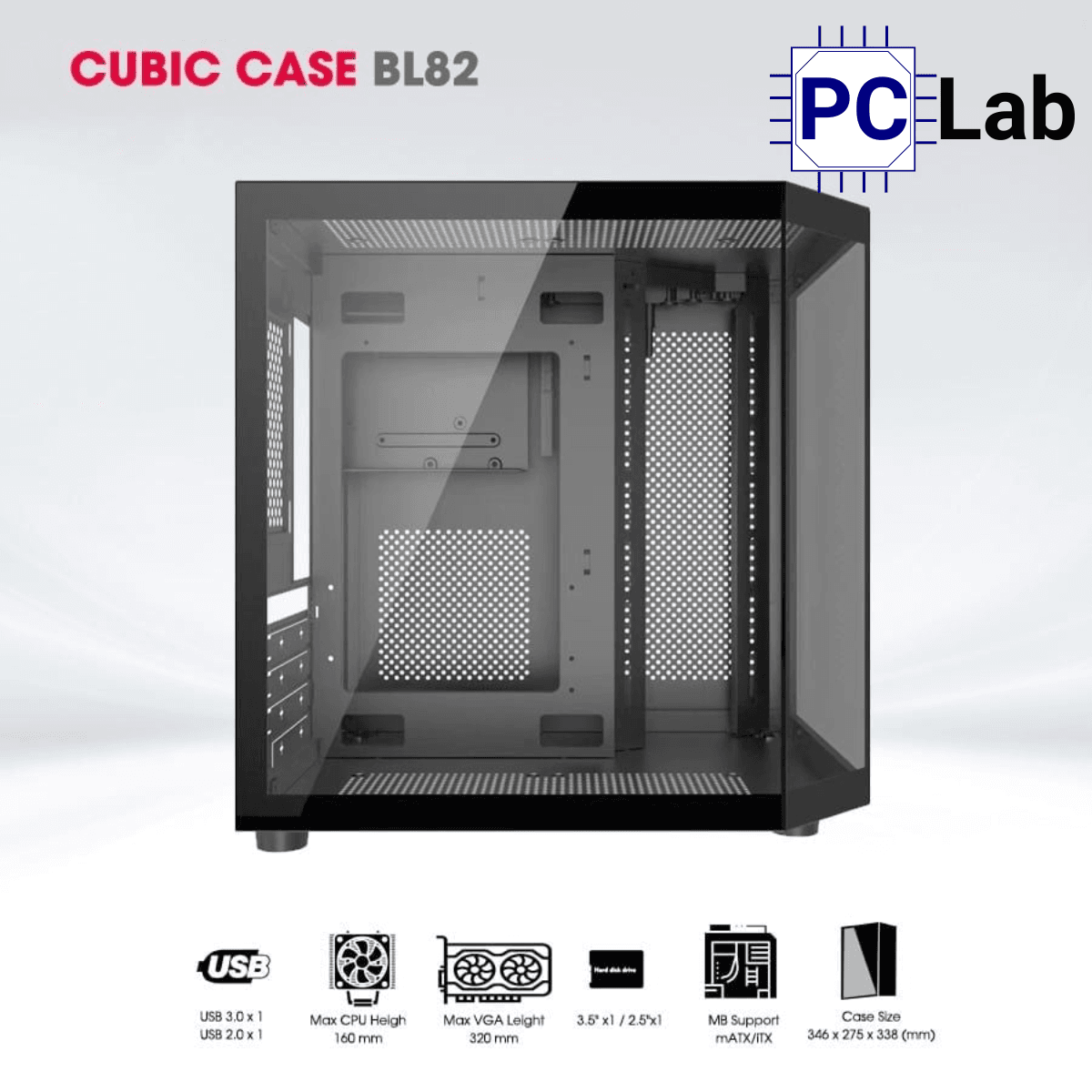 Vỏ case PC máy tính CoolerPlus CUBIC BL82/WT86 (M-ATX, Mini Tower, Đen/Trắng)