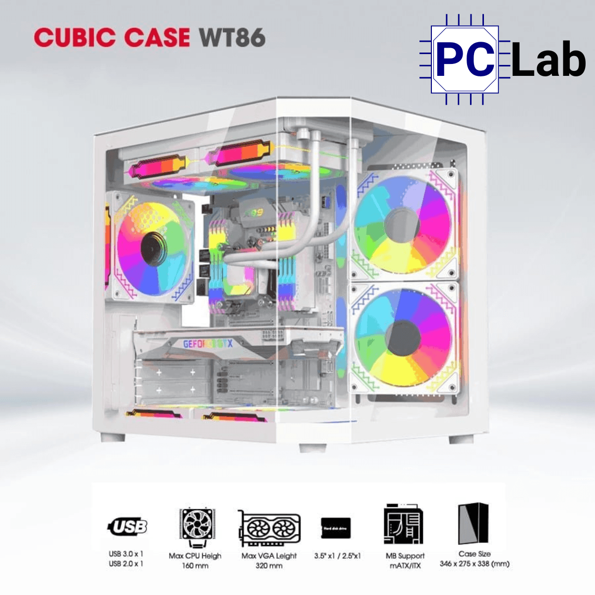 Vỏ case PC máy tính CoolerPlus CUBIC BL82/WT86 (M-ATX, Mini Tower, Đen/Trắng)