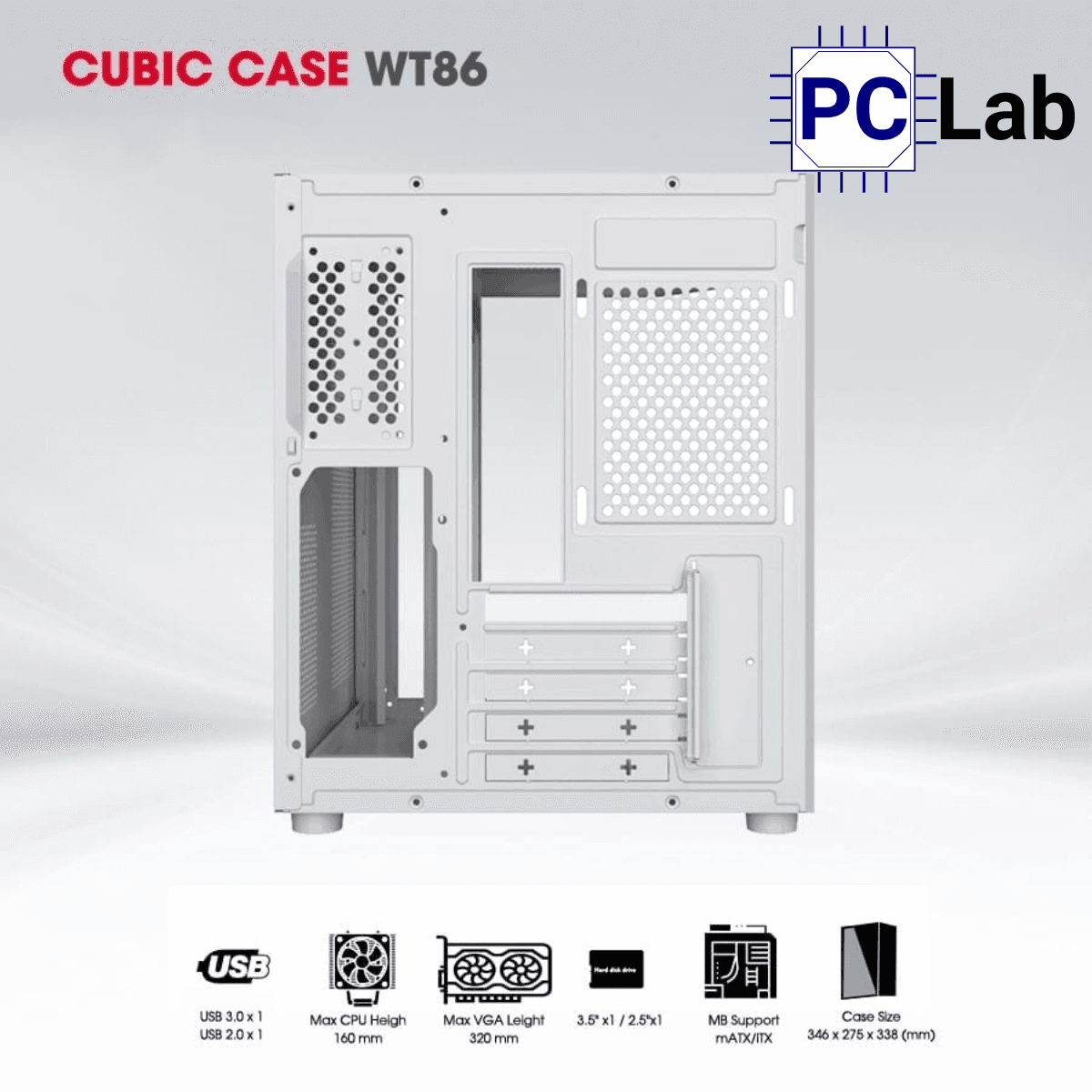 Vỏ case PC máy tính CoolerPlus CUBIC BL82/WT86 (M-ATX, Mini Tower, Đen/Trắng)