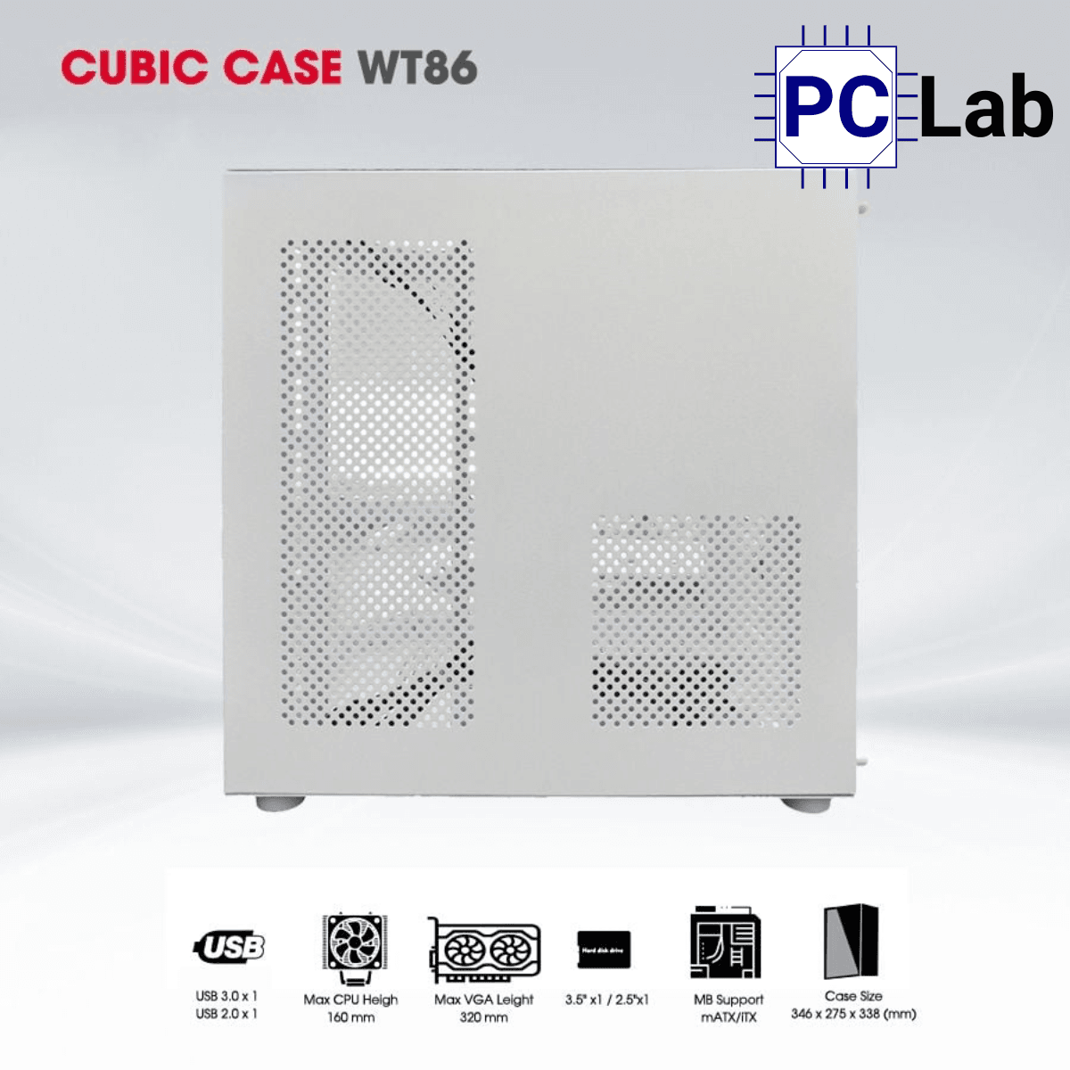 Vỏ case PC máy tính CoolerPlus CUBIC BL82/WT86 (M-ATX, Mini Tower, Đen/Trắng)