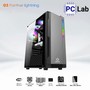 Vỏ case PC máy tính CoolerPlus G3 Panther Lightning (ATX, Mid Tower, Đen nhám)