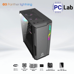 Vỏ case PC máy tính CoolerPlus G3 Panther Lightning (ATX, Mid Tower, Đen nhám)