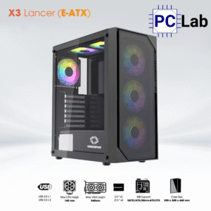 Vỏ case PC máy tính CoolerPlus X3 Lancer (E-ATX, Full Tower, Đen)