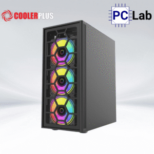 Vỏ case PC máy tính CoolerPlus XFX 3F101 (ATX, Mid Tower, Đen, kèm 3 fan LED ARGB)