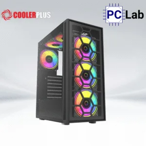 Vỏ case PC máy tính CoolerPlus XFX 3F101 (ATX, Mid Tower, Đen, kèm 3 fan LED ARGB)