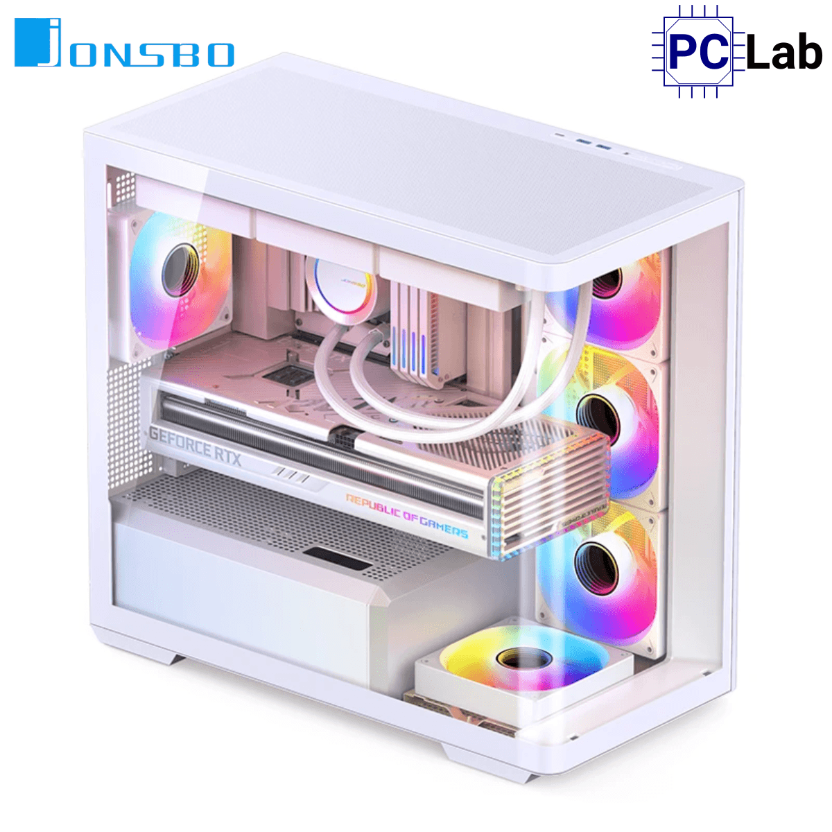 Vỏ case PC máy tính Jonsbo D300 White (M-ATX, Mid Tower, Trắng)