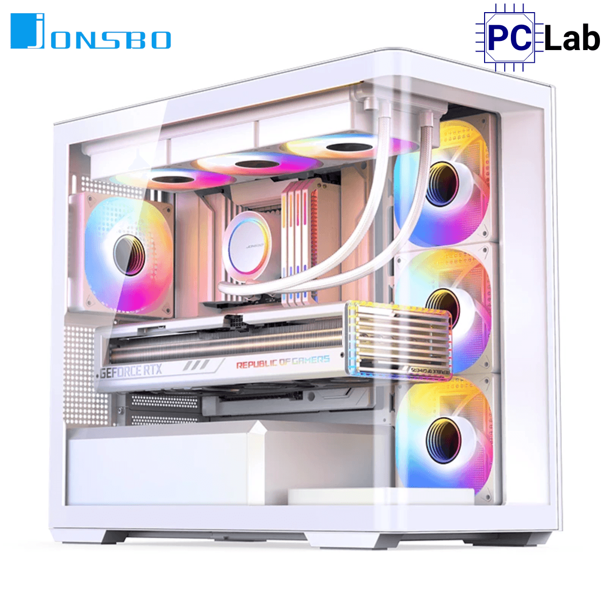Vỏ case PC máy tính Jonsbo D300 White (M-ATX, Mid Tower, Trắng)