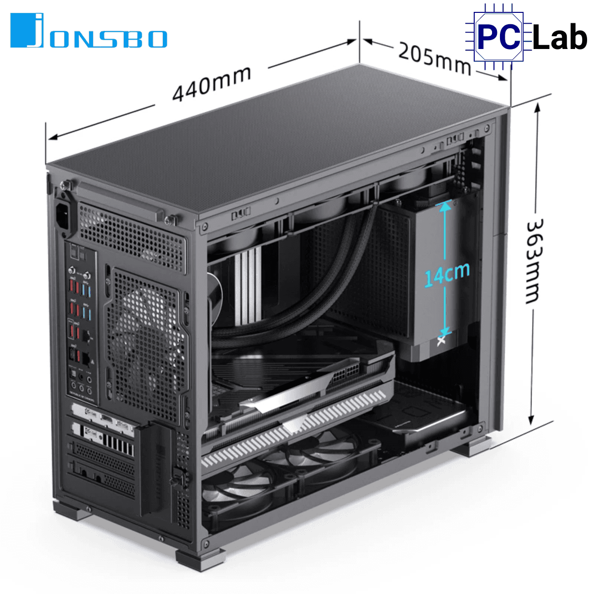 Vỏ case PC máy tính Jonsbo D31 STD Black (M-ATX, Mid Tower, Đen)