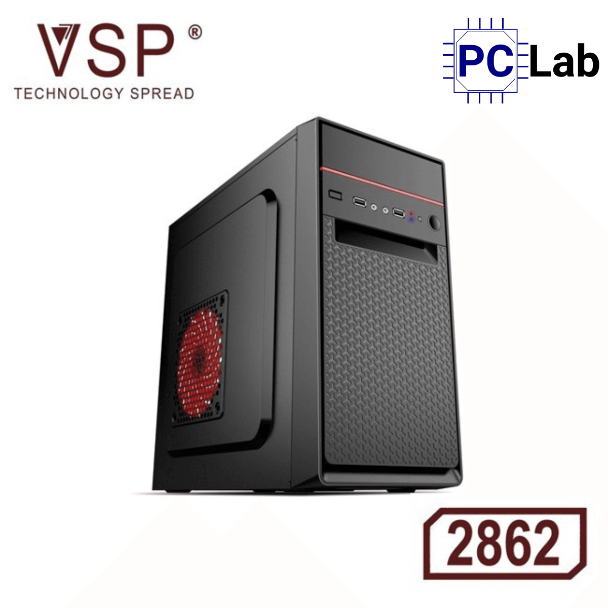 Vỏ case PC máy tính VSP 2862 (M-ATX, Mid Tower, Đen)