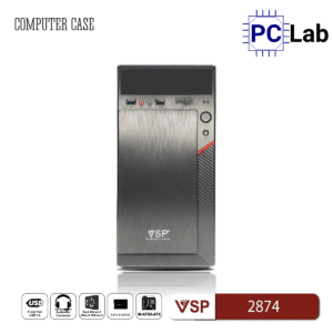 Vỏ case PC máy tính VSP 2874 (M-ATX, Mid Tower, Đen)