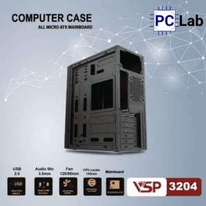Vỏ case PC máy tính VSP 3204 (ATX, Mid Tower, Đen)