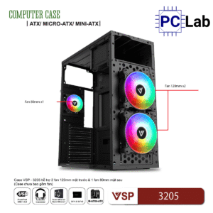 Vỏ case PC máy tính VSP 3205 (ATX, Mid Tower, Đen)