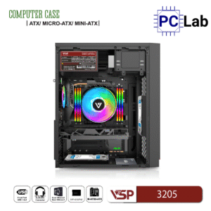 Vỏ case PC máy tính VSP 3205 (ATX, Mid Tower, Đen)
