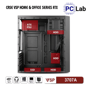 Vỏ case PC máy tính VSP 3707A (ATX, Mid Tower, Đen)