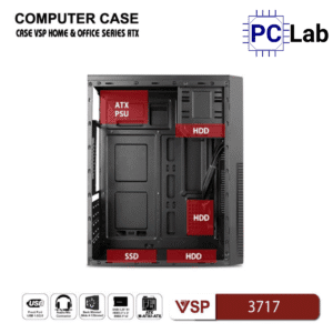 Vỏ case PC máy tính VSP 3717 (ATX, Mid Tower, Đen)