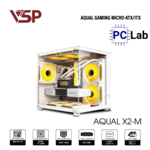 Vỏ case PC máy tính VSP Aqual X2-M (M-ATX, Mid Tower, Trắng/Đen/Hồng)