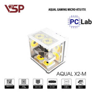 Vỏ case PC máy tính VSP Aqual X2-M (M-ATX, Mid Tower, Trắng/Đen/Hồng)