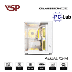 Vỏ case PC máy tính VSP Aqual X2-M (M-ATX, Mid Tower, Trắng/Đen/Hồng)