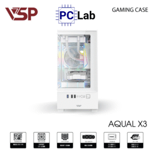 Vỏ case PC máy tính VSP Aqual X3 (M-ATX, Mid Tower, Trắng/Đen/Hồng)