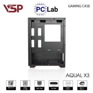 Vỏ case PC máy tính VSP Aqual X3 (M-ATX, Mid Tower, Trắng/Đen/Hồng)