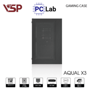 Vỏ case PC máy tính VSP Aqual X3 (M-ATX, Mid Tower, Trắng/Đen/Hồng)