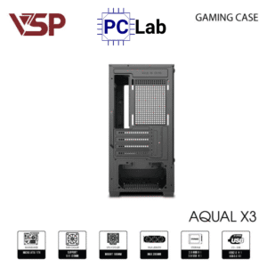 Vỏ case PC máy tính VSP Aqual X3 (M-ATX, Mid Tower, Trắng/Đen/Hồng)