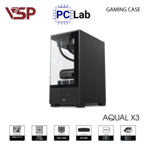 Vỏ case PC máy tính VSP Aqual X3 (M-ATX, Mid Tower, Trắng/Đen/Hồng)