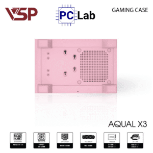 Vỏ case PC máy tính VSP Aqual X3 (M-ATX, Mid Tower, Trắng/Đen/Hồng)