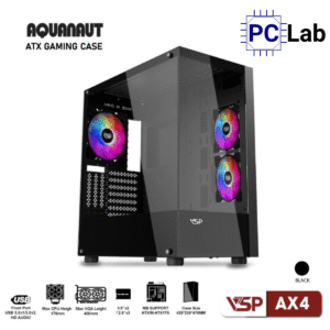 Vỏ case PC máy tính VSP AX4 (ATX, Mid Tower, Trắng/Đen)