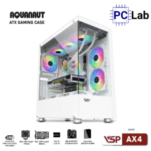 Vỏ case PC máy tính VSP AX4 (ATX, Mid Tower, Trắng/Đen)