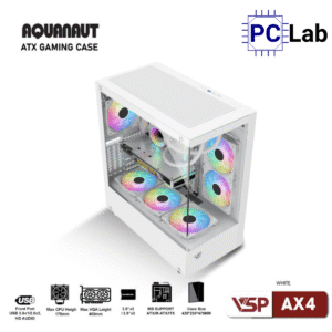 Vỏ case PC máy tính VSP AX4 (ATX, Mid Tower, Trắng/Đen)