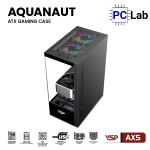 Vỏ case PC máy tính VSP AX5 (ATX, Mid Tower, Trắng/Đen)