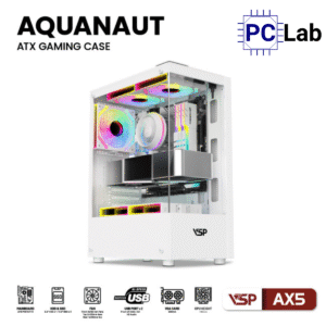 Vỏ case PC máy tính VSP AX5 (ATX, Mid Tower, Trắng/Đen)