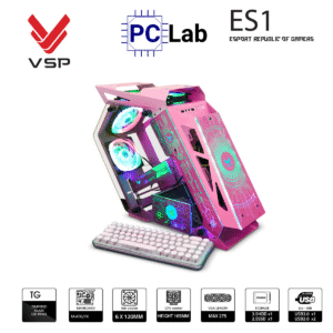Vỏ case PC máy tính VSP ES1 (M-ATX, Mid Tower, Trắng/Đen/Hồng/Xanh)
