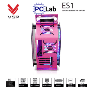 Vỏ case PC máy tính VSP ES1 (M-ATX, Mid Tower, Trắng/Đen/Hồng/Xanh)