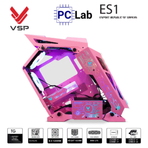 Vỏ case PC máy tính VSP ES1 (M-ATX, Mid Tower, Trắng/Đen/Hồng/Xanh)