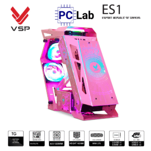 Vỏ case PC máy tính VSP ES1 (M-ATX, Mid Tower, Trắng/Đen/Hồng/Xanh)