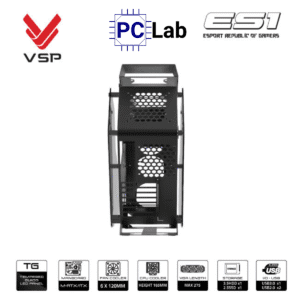 Vỏ case PC máy tính VSP ES1 (M-ATX, Mid Tower, Trắng/Đen/Hồng/Xanh)
