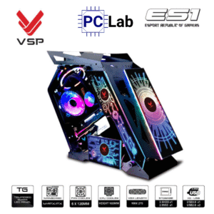Vỏ case PC máy tính VSP ES1 (M-ATX, Mid Tower, Trắng/Đen/Hồng/Xanh)