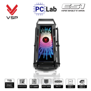 Vỏ case PC máy tính VSP ES1 (M-ATX, Mid Tower, Trắng/Đen/Hồng/Xanh)