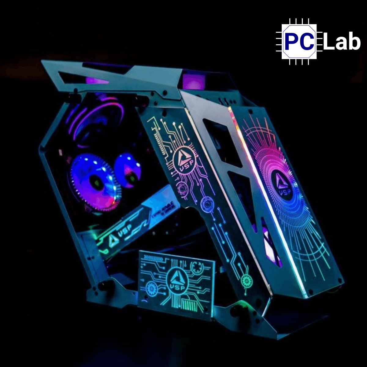 Vỏ case PC máy tính VSP ES1 (M-ATX, Mid Tower, Trắng/Đen/Hồng/Xanh)