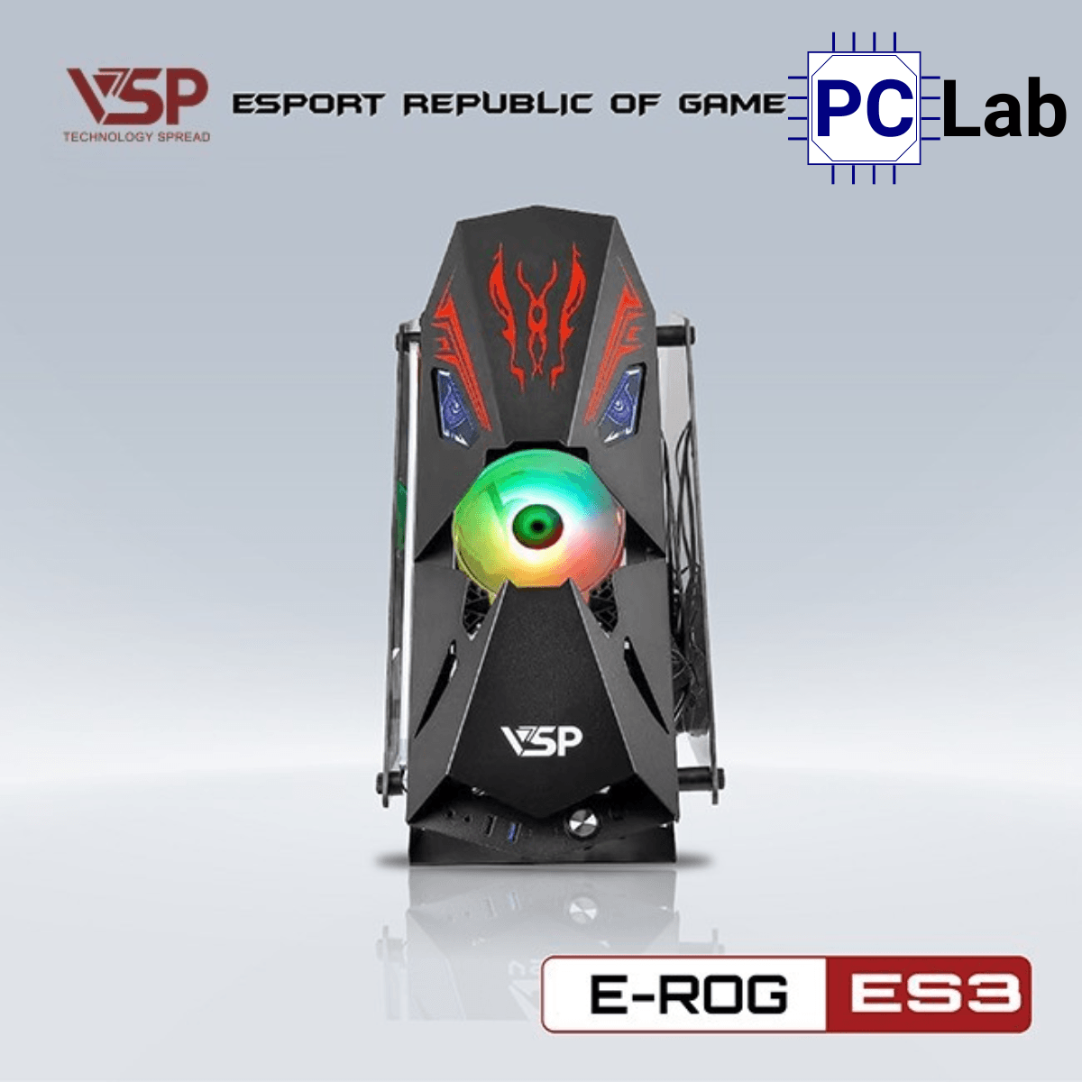 Vỏ case PC máy tính VSP ES3 (M-ATX, Mid Tower, Đen)