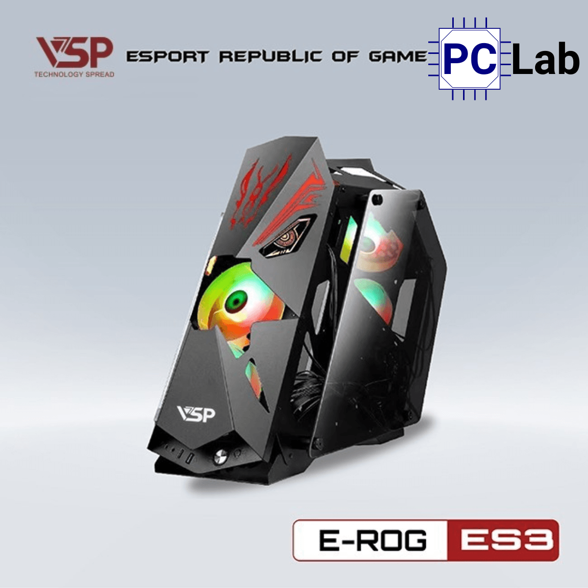 Vỏ case PC máy tính VSP ES3 (M-ATX, Mid Tower, Đen)