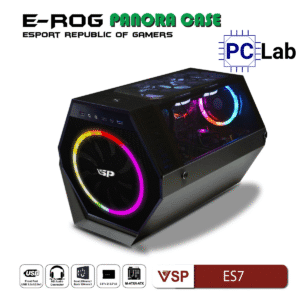 Vỏ case PC máy tính VSP ES7 (M-ATX, Mid Tower, Trắng/Đen)