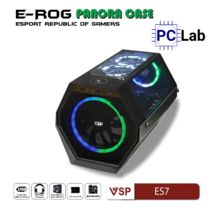 Vỏ case PC máy tính VSP ES7 (M-ATX, Mid Tower, Trắng/Đen)