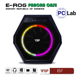 Vỏ case PC máy tính VSP ES7 (M-ATX, Mid Tower, Trắng/Đen)