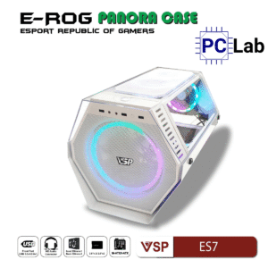 Vỏ case PC máy tính VSP ES7 (M-ATX, Mid Tower, Trắng/Đen)
