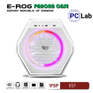 Vỏ case PC máy tính VSP ES7 (M-ATX, Mid Tower, Trắng/Đen)