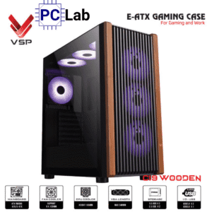 Vỏ case PC máy tính VSP Gaming C19 (E-ATX, Full Tower, Trắng/Gỗ)