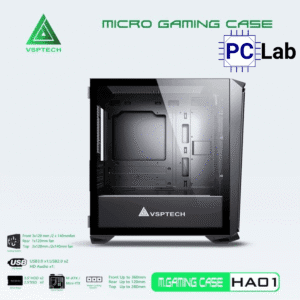 Vỏ case PC máy tính VSP HA01 (M-ATX, Mid Tower, Trắng/Đen/Hồng/Xanh)
